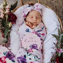 Load image into Gallery viewer, Floral Kiss & Blossom Pink Reversible Milestone Cards - Snuggle Hunny Kids - Green Lily