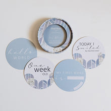 Load image into Gallery viewer, Eventide & Ice Blue Reversible Milestone Cards - Snuggle Hunny Kids - Green Lily