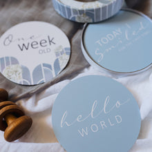 Load image into Gallery viewer, Eventide & Ice Blue Reversible Milestone Cards - Snuggle Hunny Kids - Green Lily