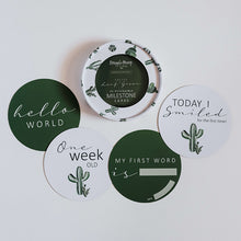 Load image into Gallery viewer, Cactus & Leaf Green Reversible Milestone Cards - Snuggle Hunny Kids - Green Lily