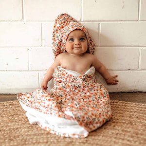 Snuggle Hunny - Spring Floral Organic Hooded Towel