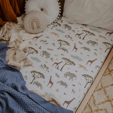 Load image into Gallery viewer, Safari l Fitted Cot Sheet - Snuggle Hunny Kids - Green Lily