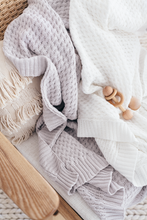 Load image into Gallery viewer, White l Diamond Knit Baby Blanket - Green Lily