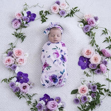 Load image into Gallery viewer, Floral Kiss | Snuggle Swaddle & Topknot Set - Snuggle Hunny Kids