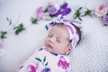 Load image into Gallery viewer, Floral Kiss | Snuggle Swaddle & Topknot Set - Snuggle Hunny Kids