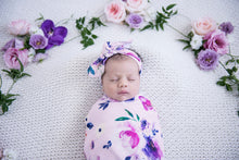 Load image into Gallery viewer, Floral Kiss | Snuggle Swaddle & Topknot Set - Snuggle Hunny Kids