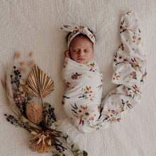 Load image into Gallery viewer, Boho Posy | Baby Jersey Wrap & Topknot Set - Snuggle Hunny Kids - Green Lily