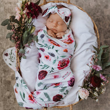 Load image into Gallery viewer, Peonie l Baby Jersey Wrap & Topknot Set - Snugge Hunny Kids - Green Lily