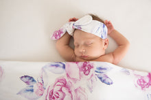 Load image into Gallery viewer, Lilac Skies l Baby Jersey Wrap & Topknot Set - Snugge Hunny Kids - Green Lily