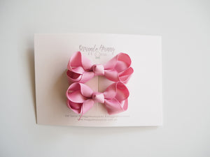Dusty Pink Bow Clips - Piggy Tail Set