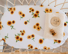 Load image into Gallery viewer, Sunflower l Bassinet Sheet / Change Pad Cover - Snuggle Hunny Kids - Green Lily 
