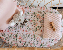 Load image into Gallery viewer, Wattle l Bassinet Sheet / Change Pad Cover - Snuggle Hunny Kids - Green Lily
