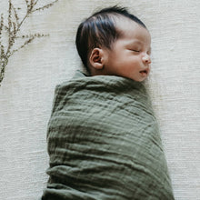 Load image into Gallery viewer, Dusty Olive l Organic Muslin Wrap - Green Lily