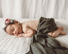 Load image into Gallery viewer, Dusty Olive l Organic Muslin Wrap - Green Lily