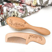 Load image into Gallery viewer, Wooden Hairbrush & Comb Set