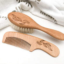 Load image into Gallery viewer, Wooden Hairbrush & Comb Set
