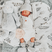 Load image into Gallery viewer, Wild Fern Warm Grey l Organic Muslin Wrap - Green Lily