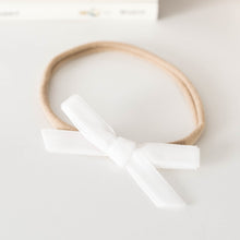 Load image into Gallery viewer, White Velvet Bow - Green Lily