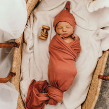 Load image into Gallery viewer, Clay l Baby Jersey Wrap & Beanie Set - Snuggle Hunny Kids - Green Lily