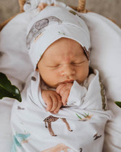 Load image into Gallery viewer, Safari l Baby Jersey Wrap & Topknot Set - Snugge Hunny Kids - Green Lily