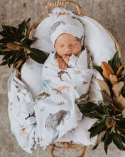 Load image into Gallery viewer, Safari l Baby Jersey Wrap & Topknot Set - Snugge Hunny Kids - Green Lily