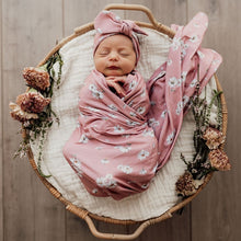 Load image into Gallery viewer, Daisy | Baby Jersey Wrap &amp; Topknot Set - Snuggle Hunny Kids - Green Lily 
