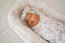 Load image into Gallery viewer, Snuggly Jacks -  Porcelain Jersey Swaddle Stretch Wrap & Top Knot