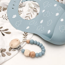 Load image into Gallery viewer, Blue Clouds - Elements Silicone Dummy Holder - Green Lily