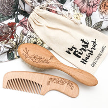 Load image into Gallery viewer, Wooden Hairbrush & Comb Set