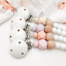 Load image into Gallery viewer, White/Pink - Scandi Silicone Dummy Holder (preorder due feb) - Green Lily