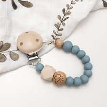 Load image into Gallery viewer, Blue Clouds - Elements Silicone Dummy Holder - Green Lily