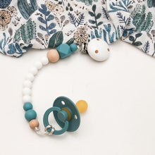 Load image into Gallery viewer, White/Teal Scandi Silicone Dummy Holder (preorder due feb) - Green Lily