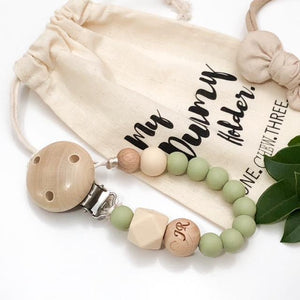 Pale Olive - Naturals Silicone Dummy Holder (preorder due feb) - Green Lily 