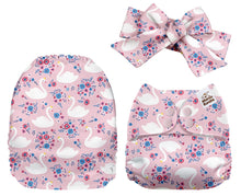 Load image into Gallery viewer, Mama Koala - Pink swan with matching headband - Green Lily