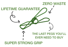 Load image into Gallery viewer, Stainless Steel Infinity Clothes Pegs 100 Pack - Green Lily