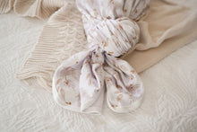 Load image into Gallery viewer, Snuggly Jacks -  Porcelain Jersey Swaddle Stretch Wrap &amp; Top Knot
