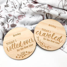 Load image into Gallery viewer, Milestone Cards - wooden plaques - Green Lily