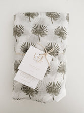 Load image into Gallery viewer, Lion + Lamb the Label FAN PALM FITTED COT SHEET