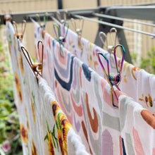 Load image into Gallery viewer, Twin Pack Rainbow Stainless Steel Infinity Clothes Pegs 40 Regular & 10 Large - Green Lily