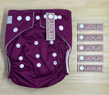 Load image into Gallery viewer, Cloth nappy name tags Nappies - MARSALA