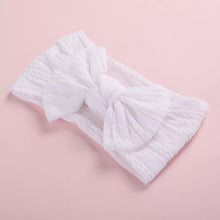 Load image into Gallery viewer, Green Lily wide bow stretchy headband - WHITE