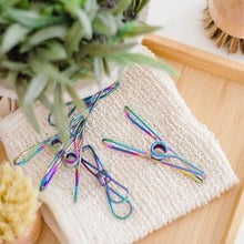 Load image into Gallery viewer, Rainbow Stainless Steel Infinity Clothes Pegs 100 Pack - Green Lily
