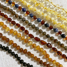 Load image into Gallery viewer, Cognac Amber Infant Necklace - Green Lily