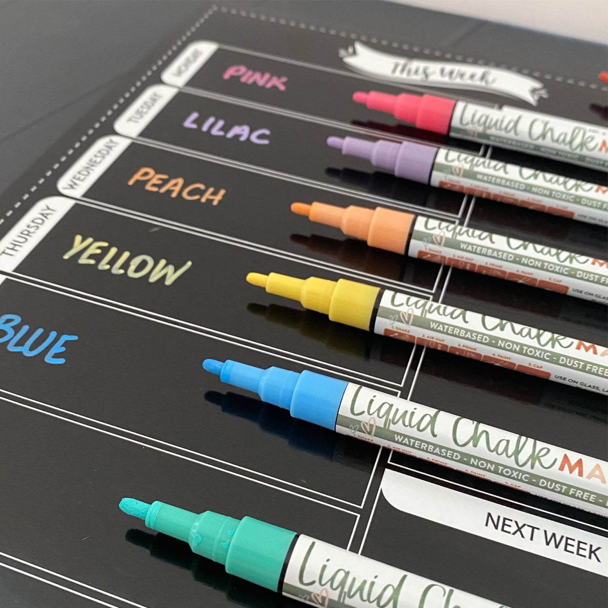 Metallic Liquid Chalk Markers for Chalkboard -10 Colors Wet Erase Window  Marker Pens with 6mm Reversible Bullet & Chisel Tip for Glass, Calendar