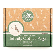 Load image into Gallery viewer, Rose Gold Stainless Steel Infinity Clothes Pegs 60 Pack - Green Lily
