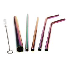 Load image into Gallery viewer, Rainbow Stainless Steel Straw Set