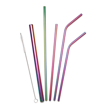 Load image into Gallery viewer, Rainbow Stainless Steel Straw Set
