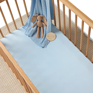 Baby Blue l Organic Fitted Cot Sheet - Snuggle Hunny