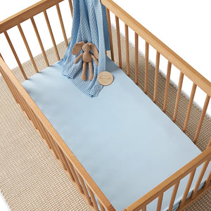 Baby Blue l Organic Fitted Cot Sheet - Snuggle Hunny