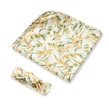 Load image into Gallery viewer, Golden Wattle | Baby Stretch Wrap &amp; Topknot Set - Snuggle Hunny
